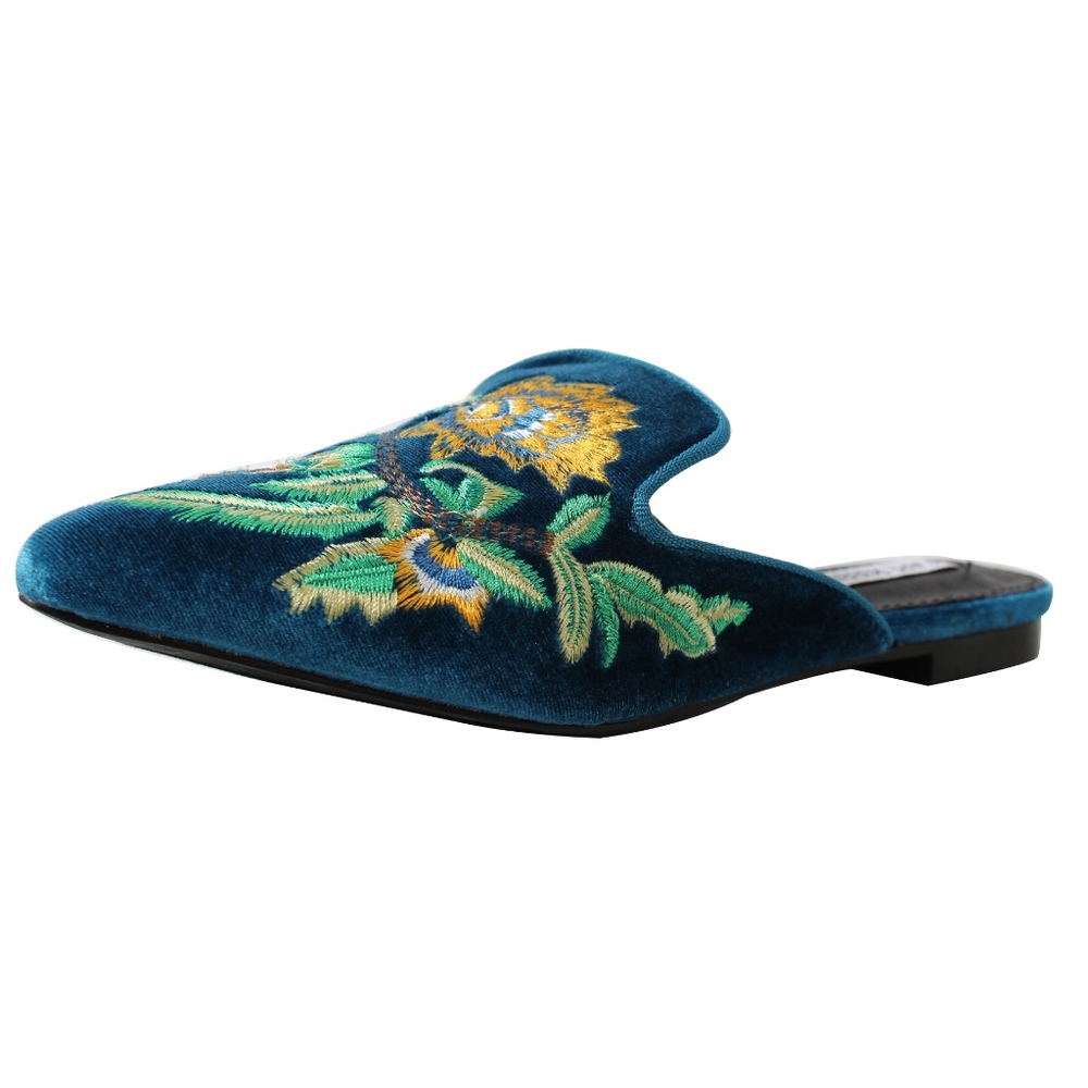 Peacock Floral Embroidered Slip on Mules - Picture 4 of 8